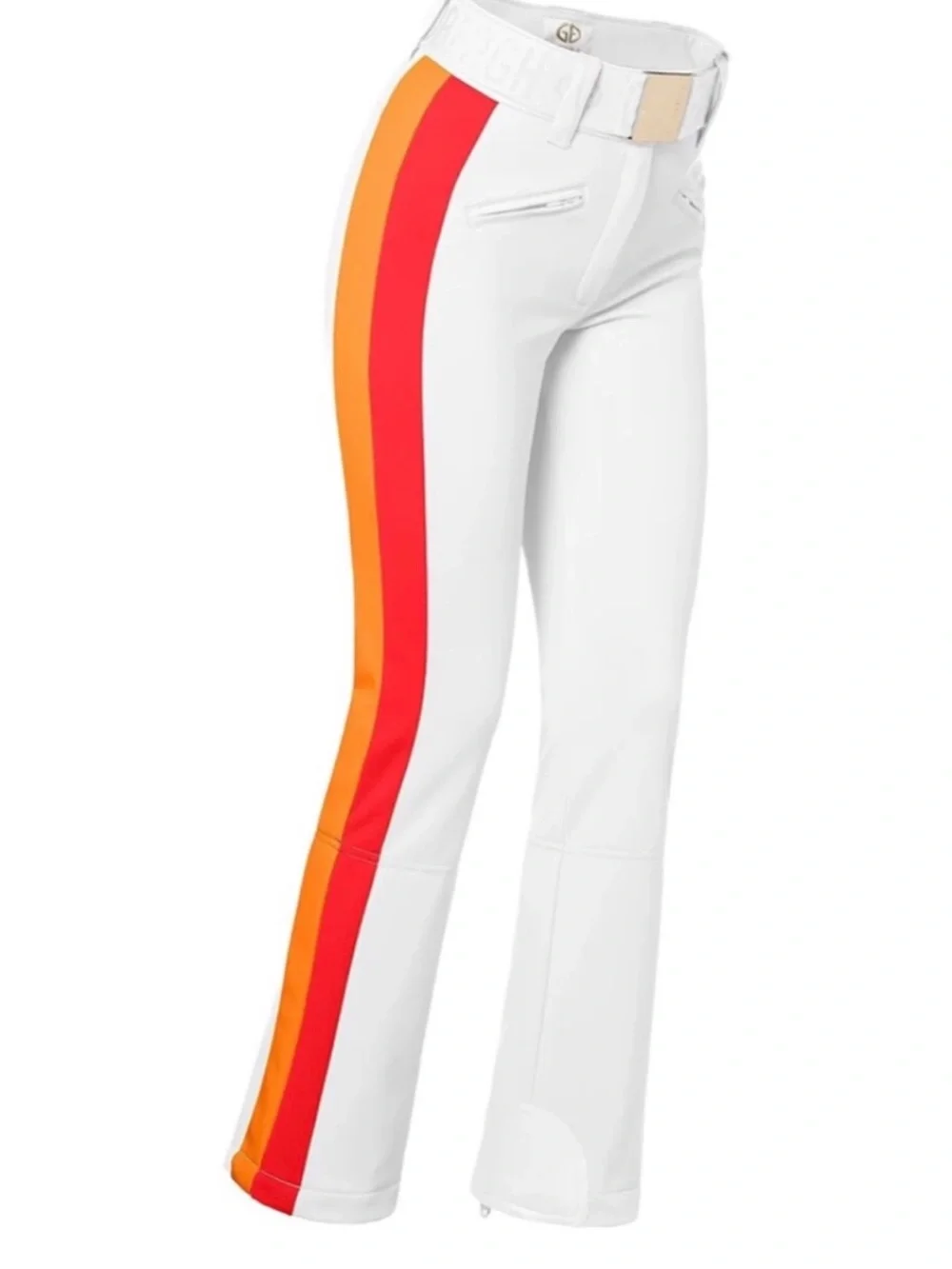 Goldbergh White Flared Pants with Red Side Stripes ski pants